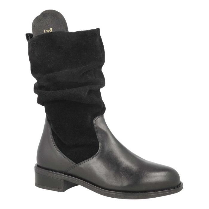 Women's Wide Fit DB Hornbeam Boots in Black Leather / Suede - Image 1