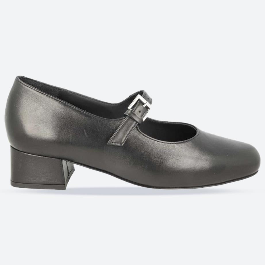 Women's Wide Fit DB Sirius Court Shoes in Black Leather - Image 1