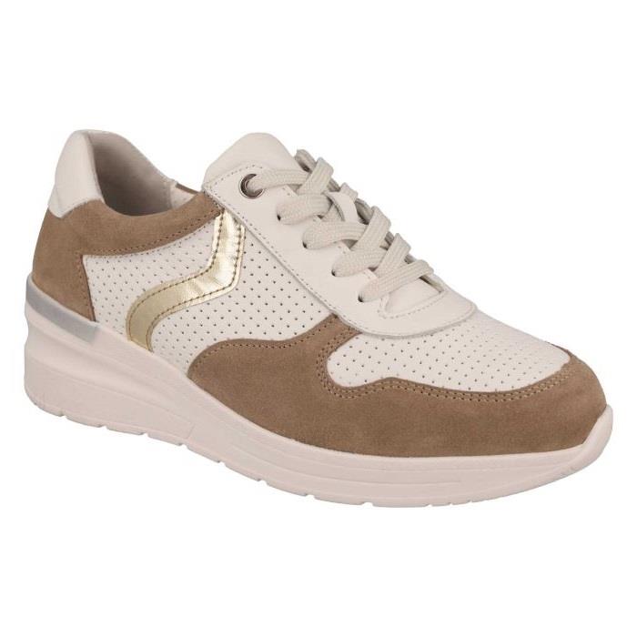 Women's Wide Fit DB Speedwell Trainers in White Leather / Black Suede - Image 1