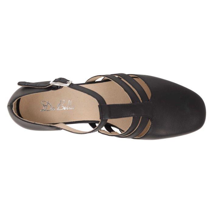 Women's Wide Fit DB Ruby Mid Heel Sandals in Black Leather - Image 1