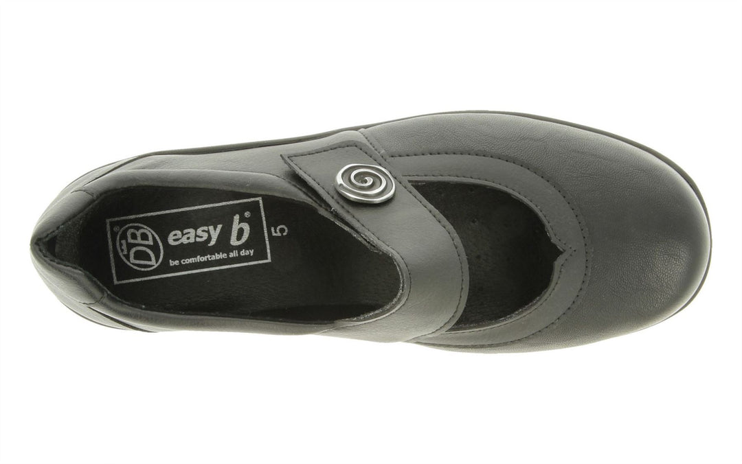 Womens Wide Fit DB Patience Shoes in Black Stretch - Image 5