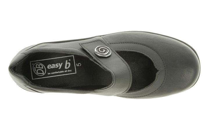 Womens Wide Fit DB Patience Shoes in Black Stretch - Image 1