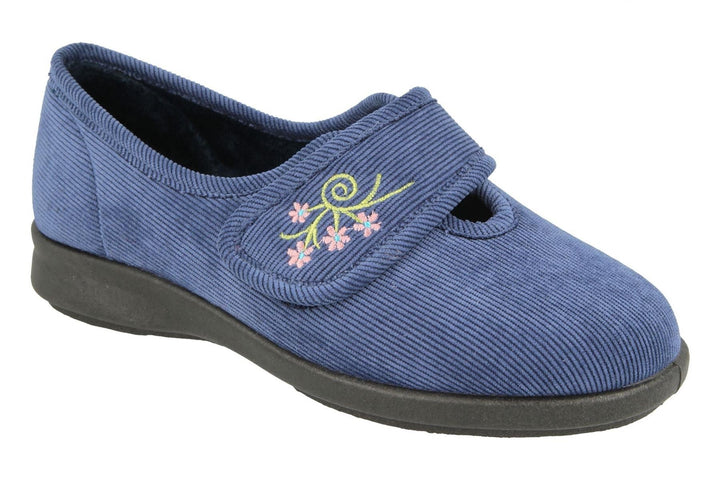 Womens Wide Fit DB Dallas Slippers in Denim Blue - Image 1