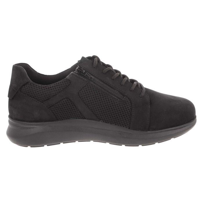 Men's Wide Fit DB Samuel Zip/Lace Up Trainers in Black Leather / Black Mesh - Image 3