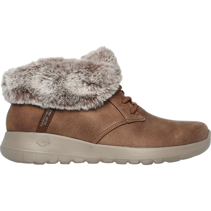 Women's Wide Fit Skechers 144803 Slip-ins On The Go Joy Cozy Charm Boots in Chestnut - Image 1