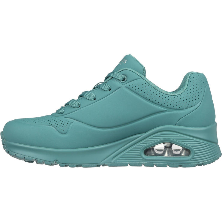 Women's Wide Fit Skechers 73690 Uno Stand On Air Sports Trainers - Teal