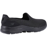 Women's Wide Fit Skechers 124508 Go Walk 6 Big Splash Trainers - Black/Black