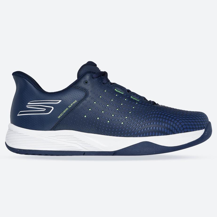 Men's Relaxed Fit Skechers 246101 Slip-ins Viper Court Reload Trainers in Navy/Yellow - Image 1