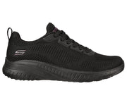 Womens Wide Fit Skechers Bobs Squad Chaos Face Off 117209 Vegan Trainers - Black