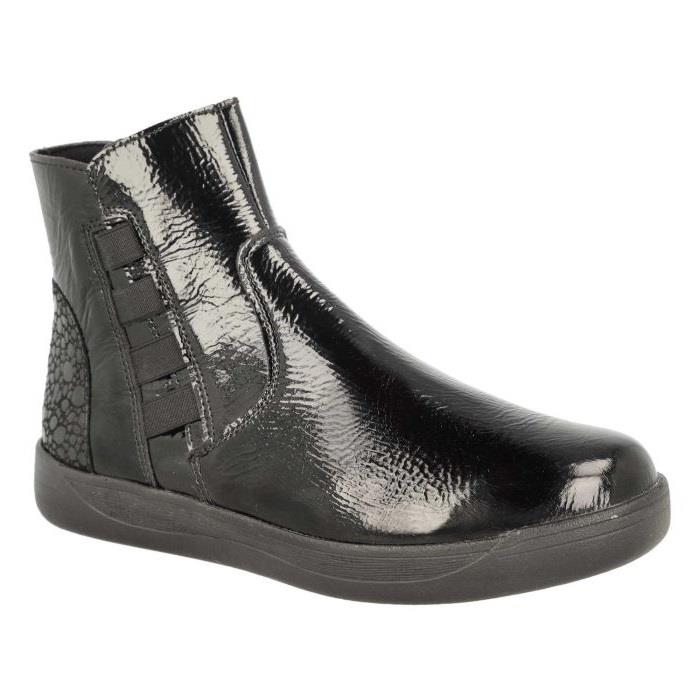 Women's Wide Fit DB Delphine Boots in Black Leather - Image 13