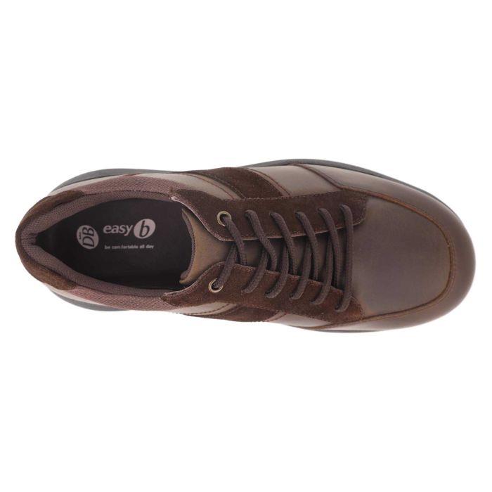 Men's Wide Fit DB Owen Lace Up Trainers in Black Leather / Black Suede - Image 1