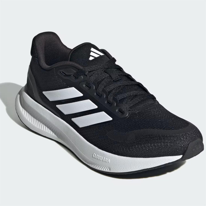 Women's Wide Fit Adidas Runfalcon 5 IE0556 Walking/Running Trainers in Black/White - Image 1
