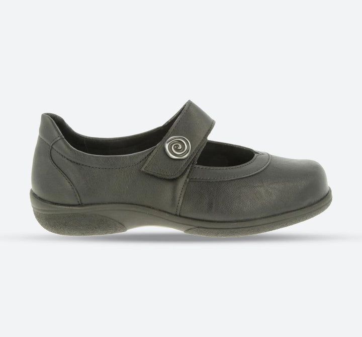 Womens Wide Fit DB Patience Shoes in Black Stretch - Image 1