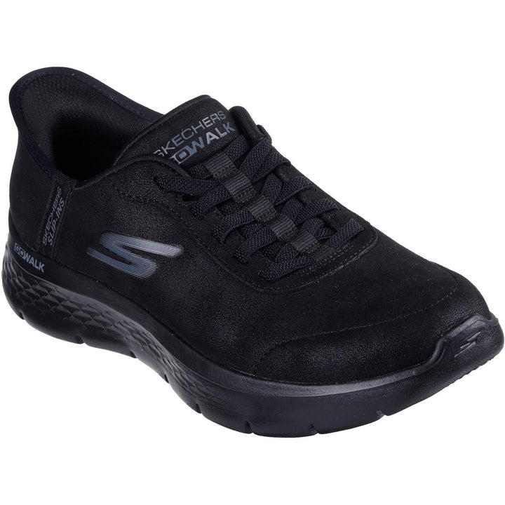 Women's Wide Fit Skechers 124837 Slip-ins Go Walk Flex Mali Trainers in Black - Image 1
