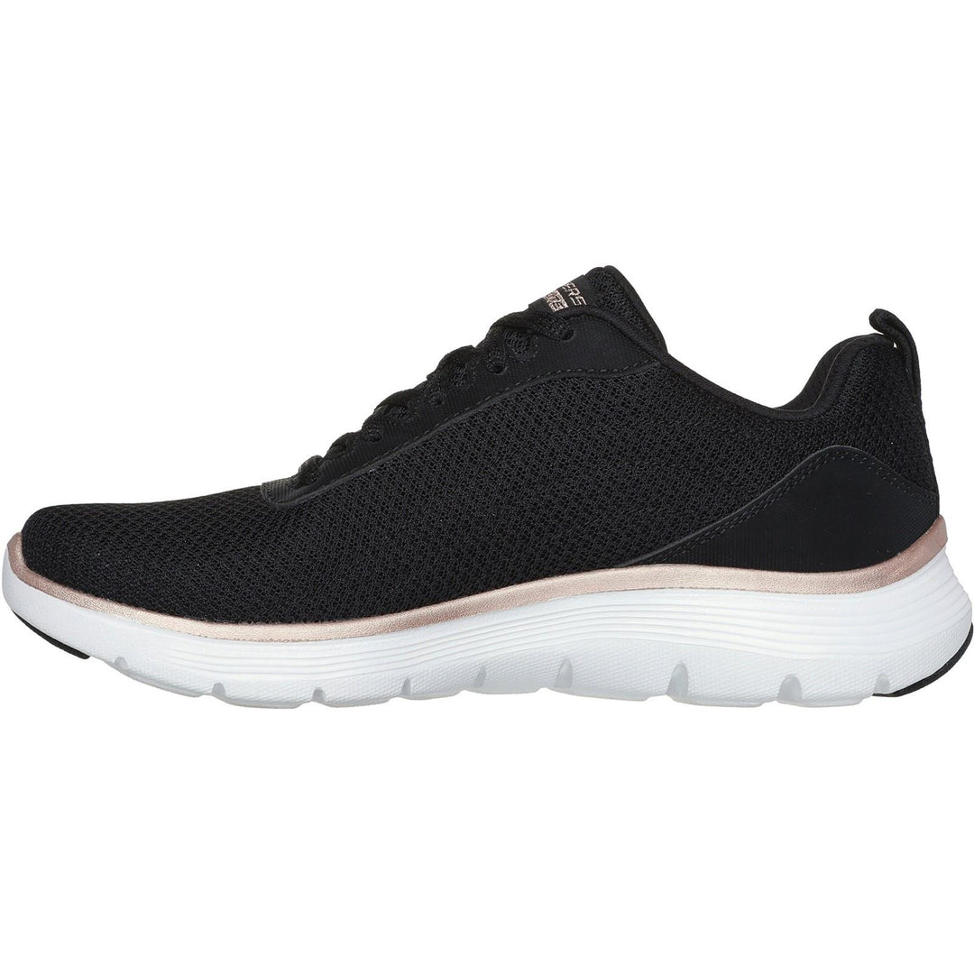 Womens Wide Fit Skechers 150206 Flex Appeal 5.0 Uptake Trainers in White/Silver - Image 4