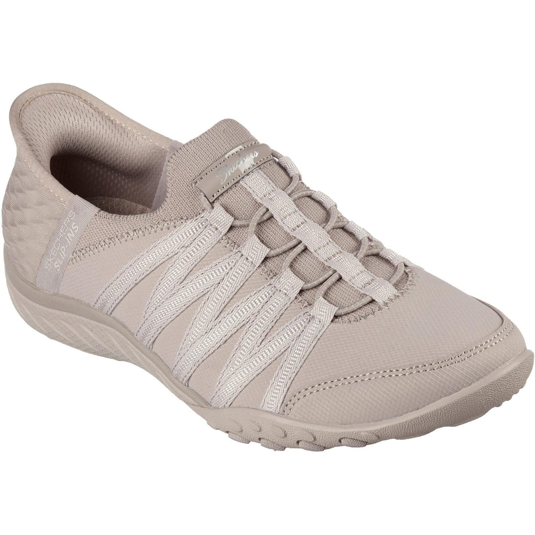 Women's Wide Fit Skechers 100593 Breathe Easy Roll With Me Shoes - Taupe in Taupe - Image 3