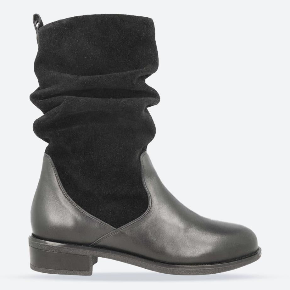 Women's Wide Fit DB Hornbeam Boots in Black Leather / Suede - Image 1