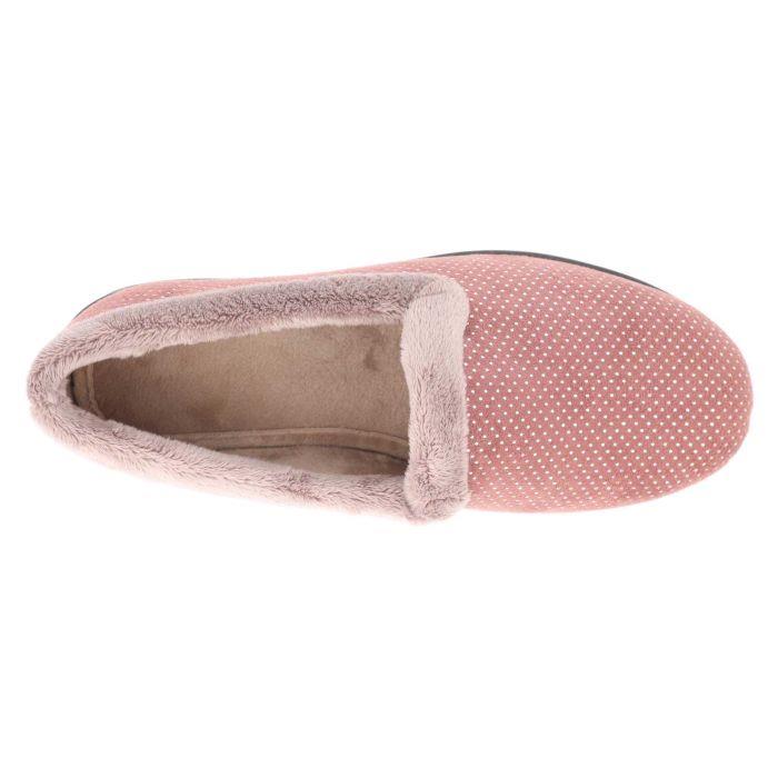 Women's Wide Fit DB Betony Slippers in Rose Velour / Shiny Dot - Image 1