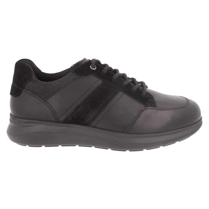 Men's Wide Fit DB Owen Lace Up Trainers in Black Leather / Black Suede - Image 2