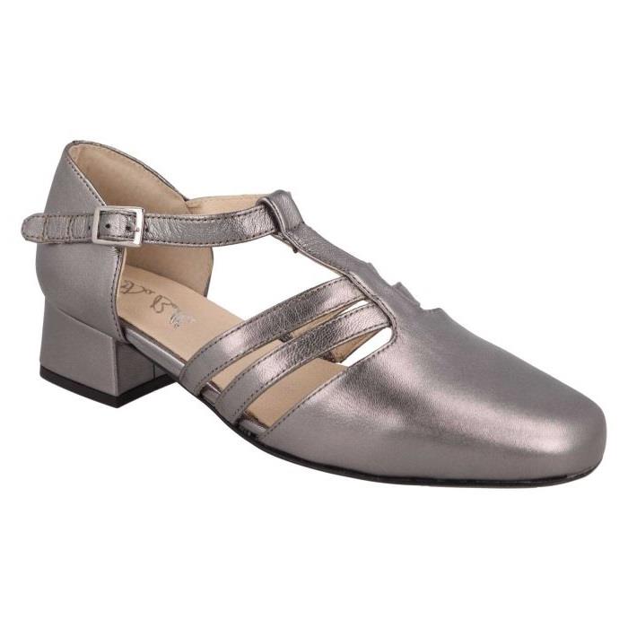 Women's Wide Fit DB Ruby Mid Heel Sandals in Black Leather - Image 8