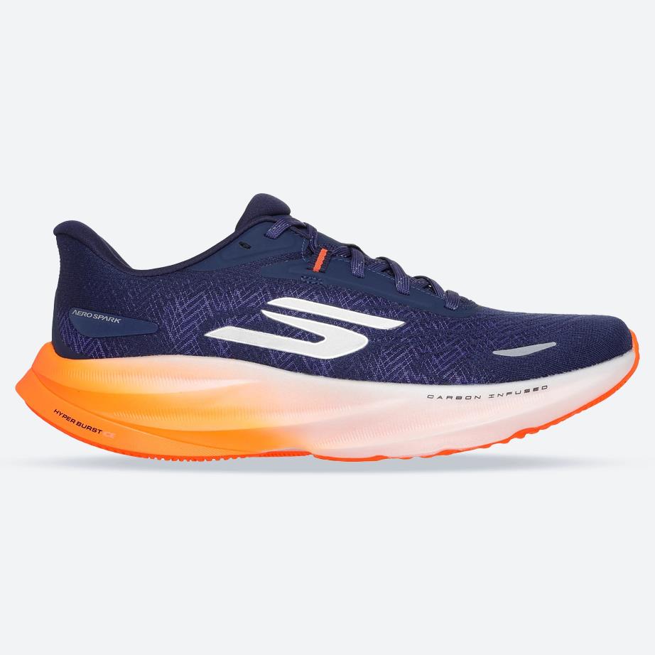 Men's Wide Fit Skechers 246200 Go Run Ride 12 Trainers in Navy/Orange - Image 1