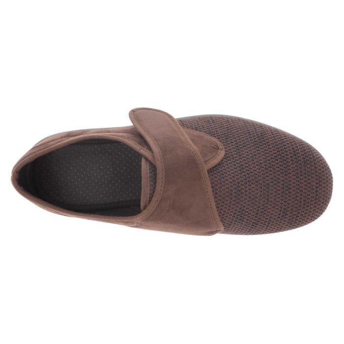 Men's Wide Fit DB Orson Velcro Slippers in Black Stretch / Black Suedette - Image 1