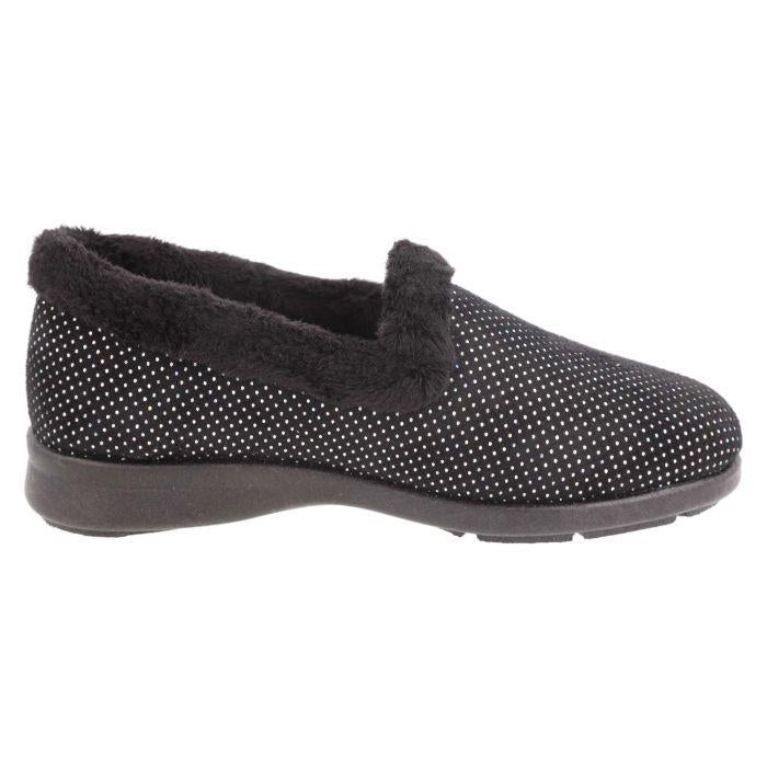 Women's Wide Fit DB Betony Slippers in Rose Velour / Shiny Dot - Image 1