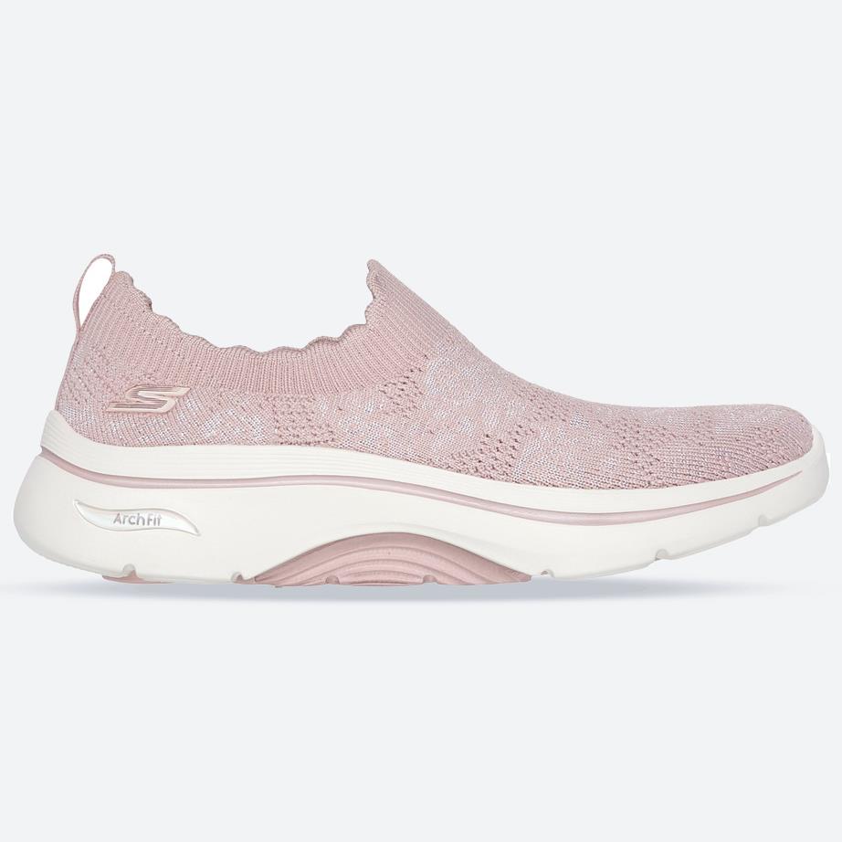 Women's Wide Fit Skechers 125329 Go Walk Arch Fit 2.0 Rosa Linda Trainers in Mauve - Image 1