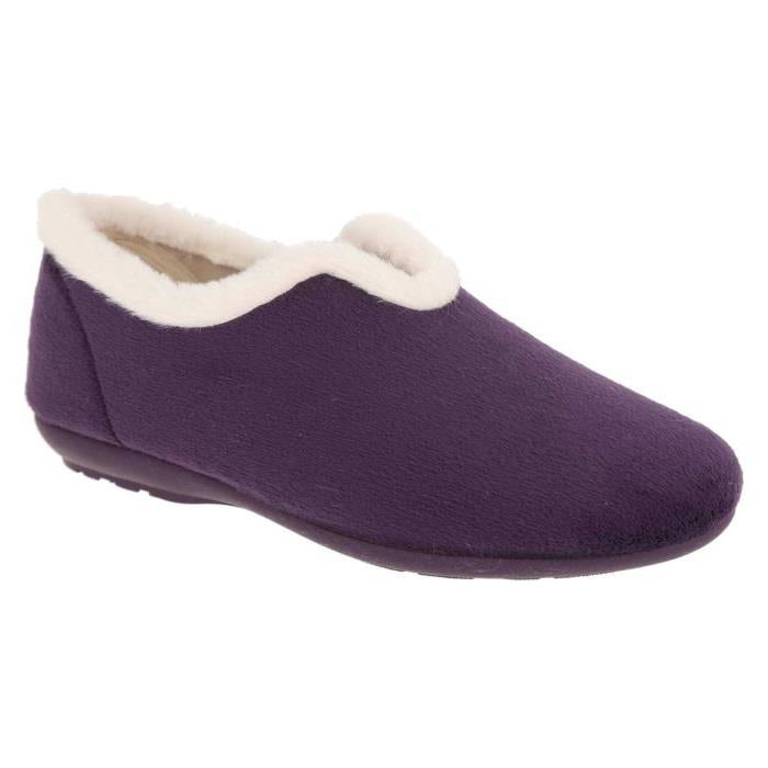 Women's Wide Fit DB Faye Slip on Slippers in Navy Velour - Image 1