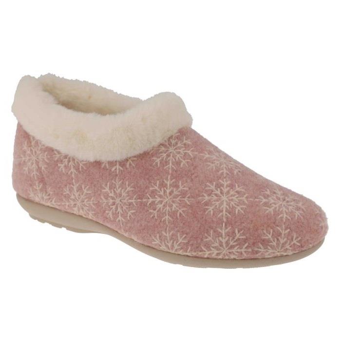 Women's Wide Fit DB Libby Slippers in Navy / White Snowflake - Image 8