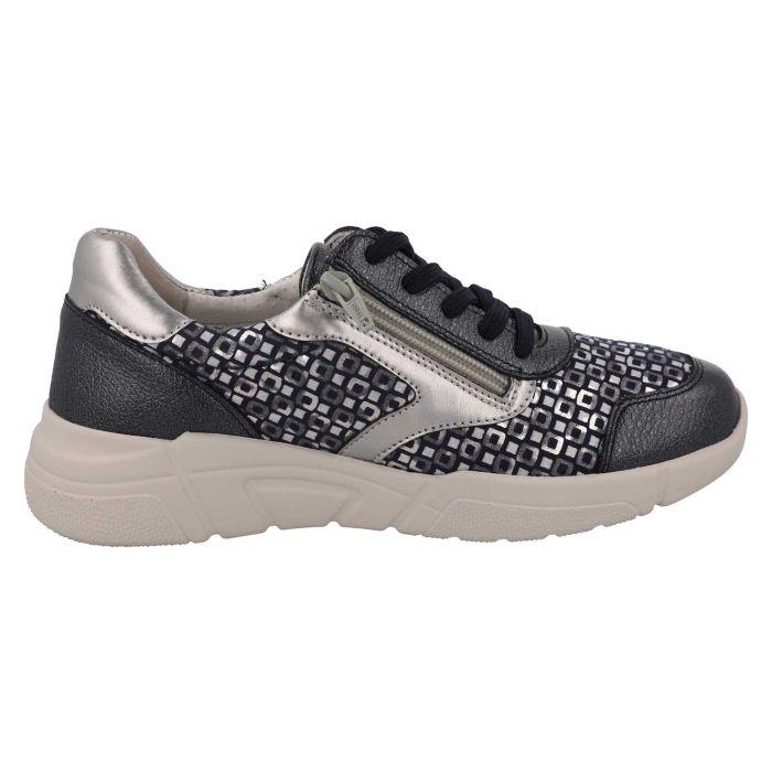 Women's Wide Fit DB Lauren Trainers in Navy / Silver / Leather / Multi - Image 4
