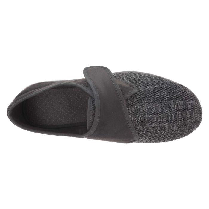 Men's Wide Fit DB Orson Velcro Slippers in Black Stretch / Black Suedette - Image 1