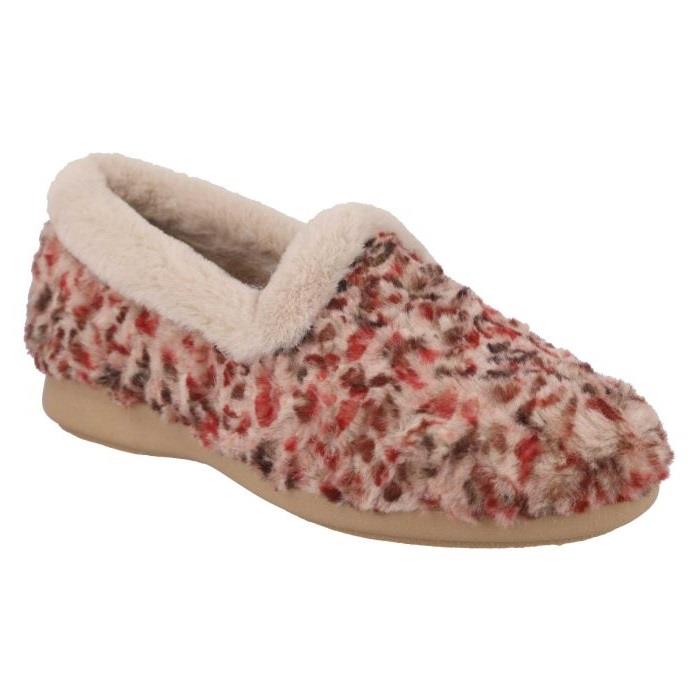 Women's Wide Fit DB Paige Slip on Slippers in Beige Multi Textile - Image 1