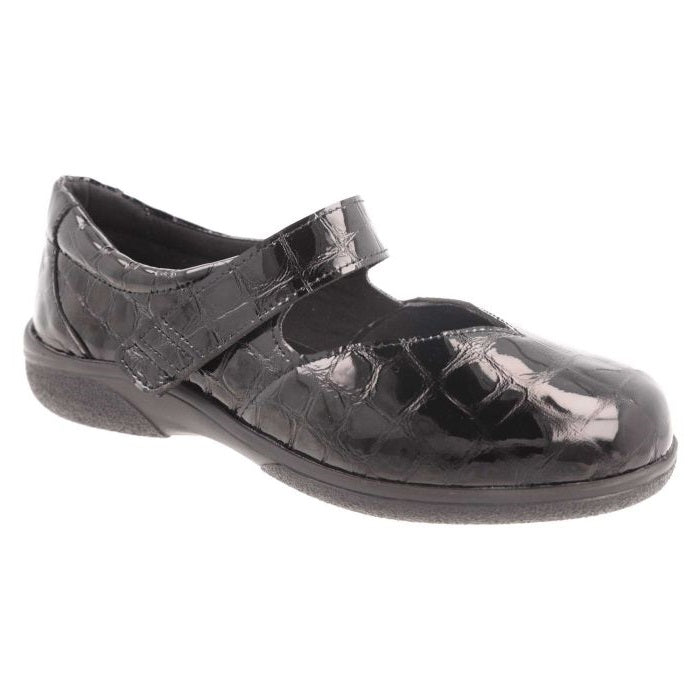 Womens Wide Fit DB Gull Shoes in Black - Image 14
