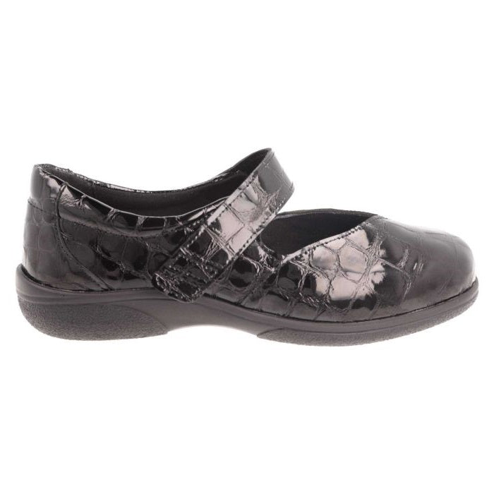 Womens Wide Fit DB Gull Shoes in Black - Image 1