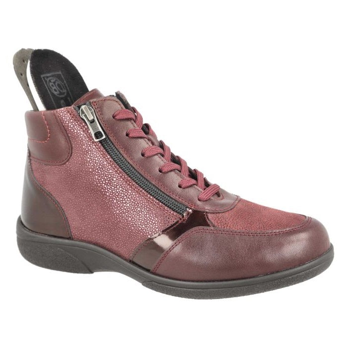 Women's Wide Fit DB Nova Boots in Black Leather / Patent / Stretch - Image 1