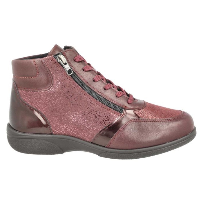 Women's Wide Fit DB Nova Boots in Black Leather / Patent / Stretch - Image 14