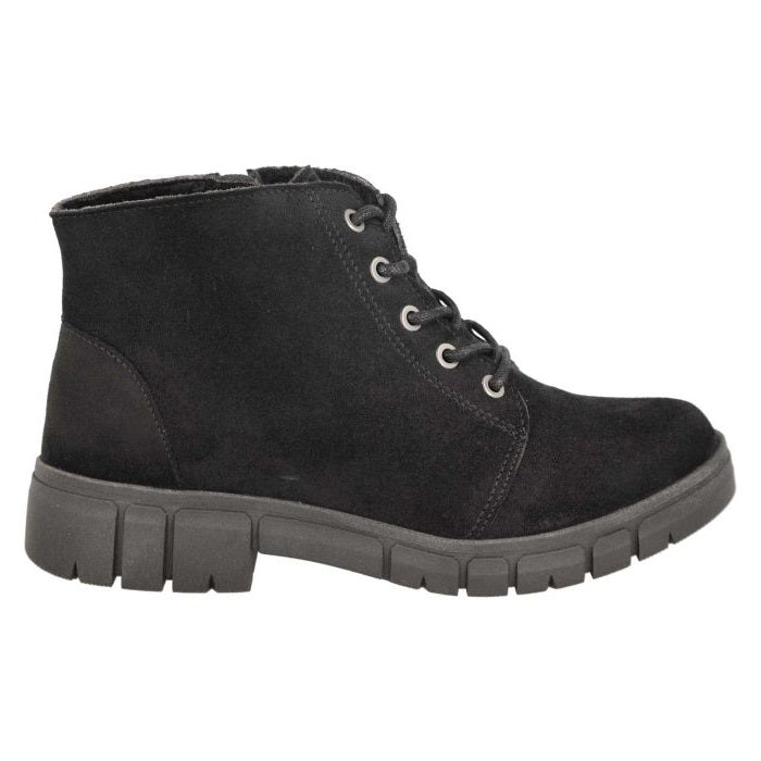 Women's Wide Fit DB Poplar Boots in Black Suedette - Image 2
