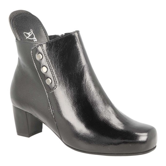 Women's Wide Fit DB Jeannie Heeled Boots in Black Nappa Leather - Image 10