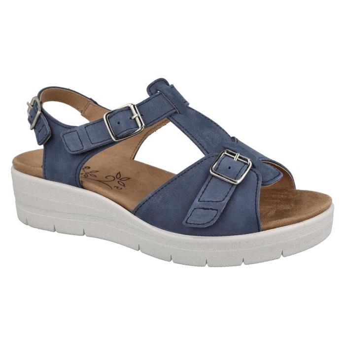 Women's Wide Fit DB Francesca Sandals in Blue Nubuck - Image 3