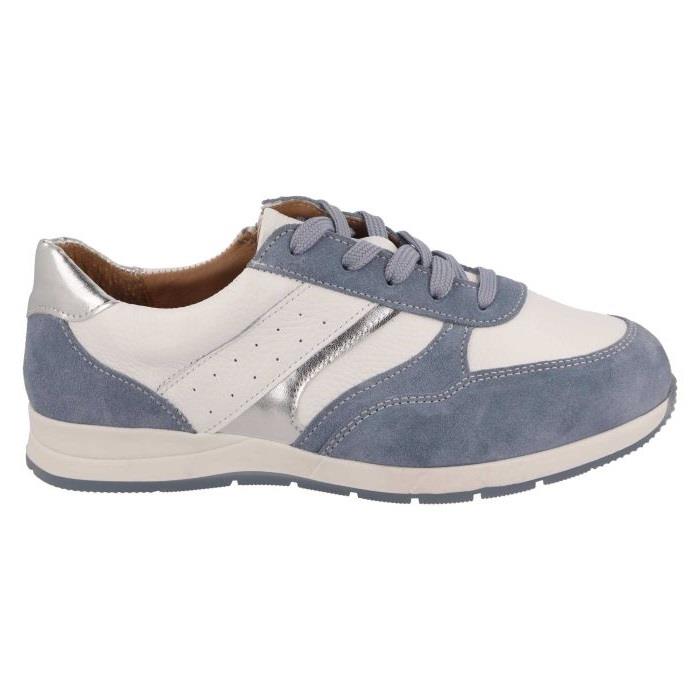 Women's Wide Fit DB Miriam Trainers in Blue Suede / White Leather - Image 1
