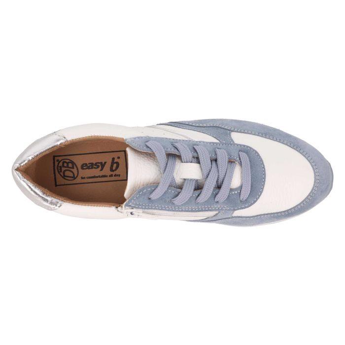 Women's Wide Fit DB Miriam Trainers in Blue Suede / White Leather - Image 1