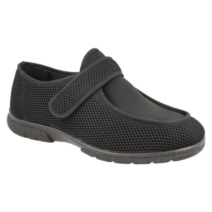 Men's Wide Fit DB Jamie Shoes in Black Stretch Textile - Image 1
