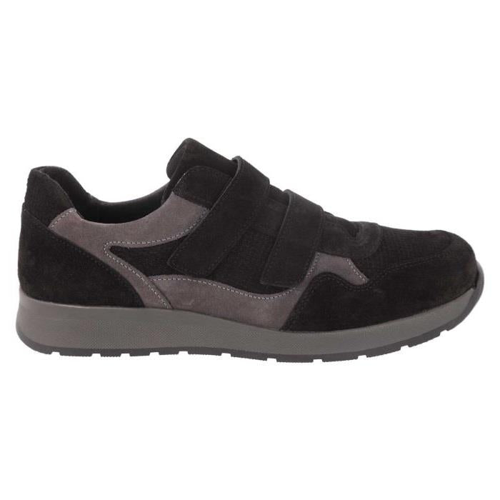 Men's Wide Fit DB Edmund Trainers in Black / Grey Suede - Image 1