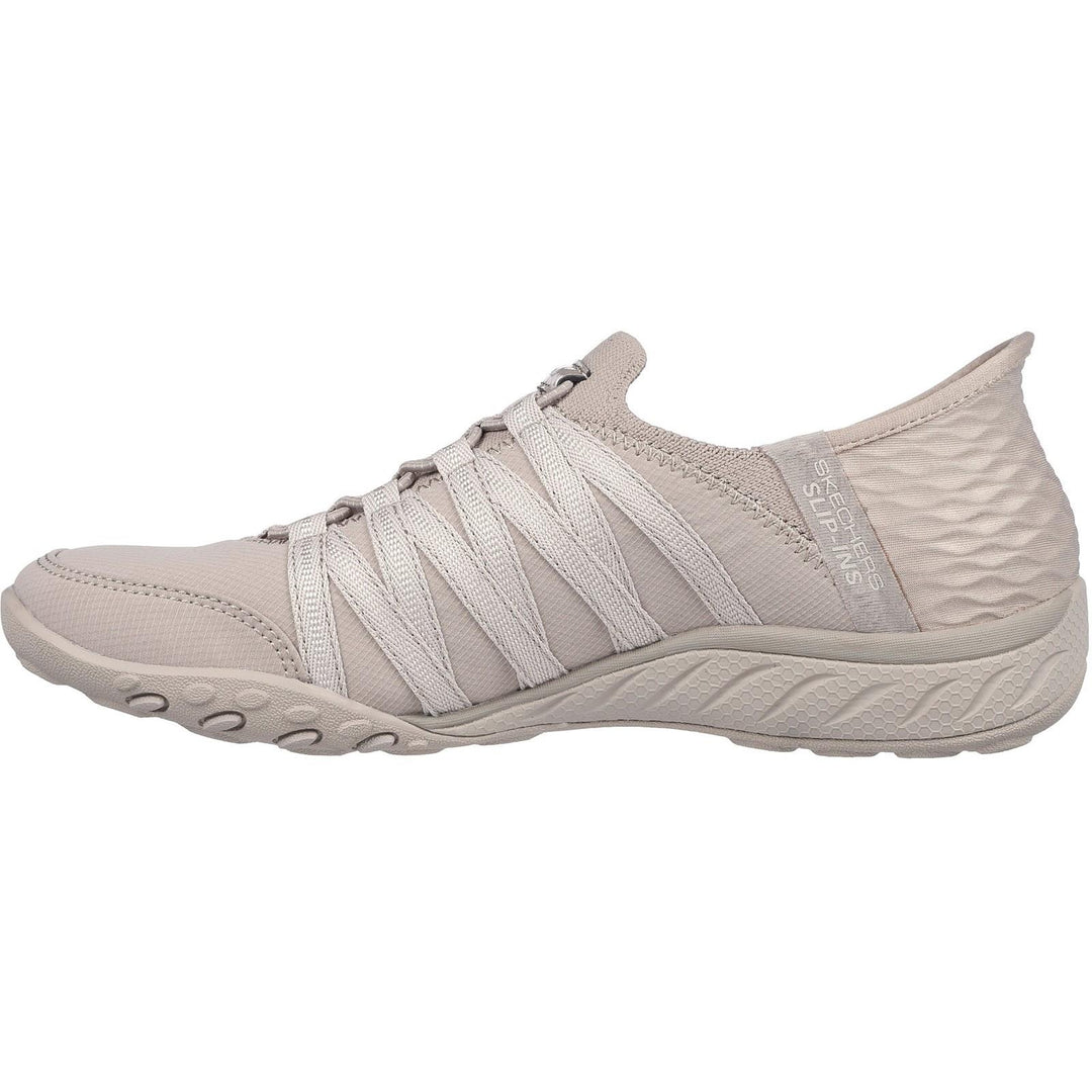 Women's Wide Fit Skechers 100593 Breathe Easy Roll With Me Shoes - Taupe in Taupe - Image 4