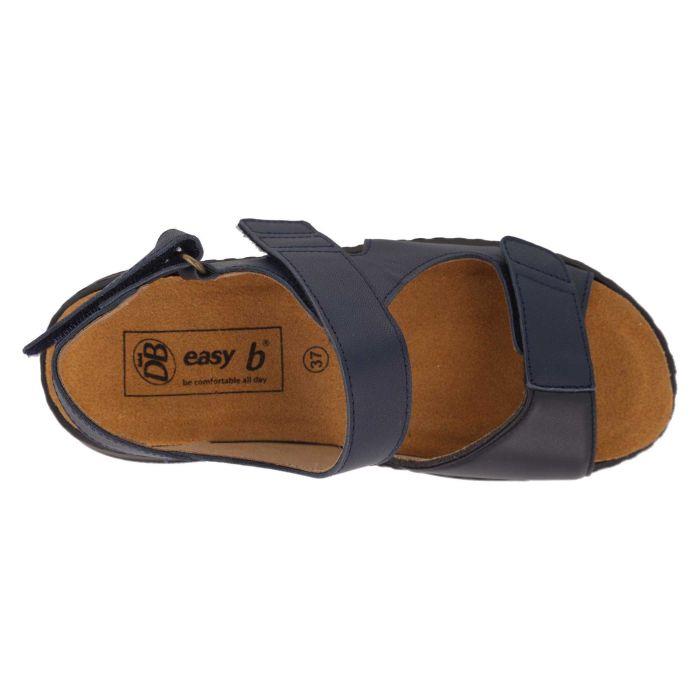 Women's Wide Fit DB Mallow Sandals in Navy Leather - Image 11