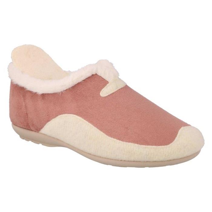 Women's Wide Fit DB Jodie Slip on Slippers in Pink Suedette / Grey Felt - Image 6