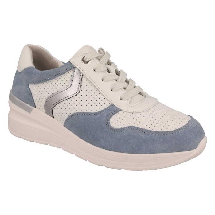 Women's Wide Fit DB Speedwell Trainers in White Leather / Black Suede - Image 8