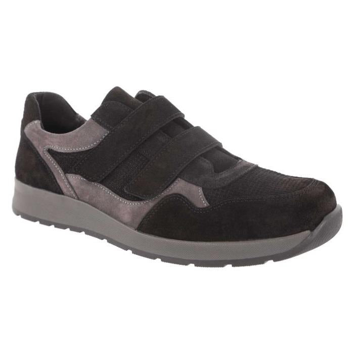 Men's Wide Fit DB Edmund Trainers in Black / Grey Suede - Image 3