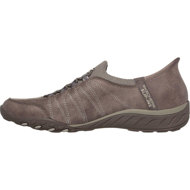 Women's Relaxed Fit Skechers 100615 Slip-ins Breathe Easy Home Body Shoes in Dark Taupe - Image 1